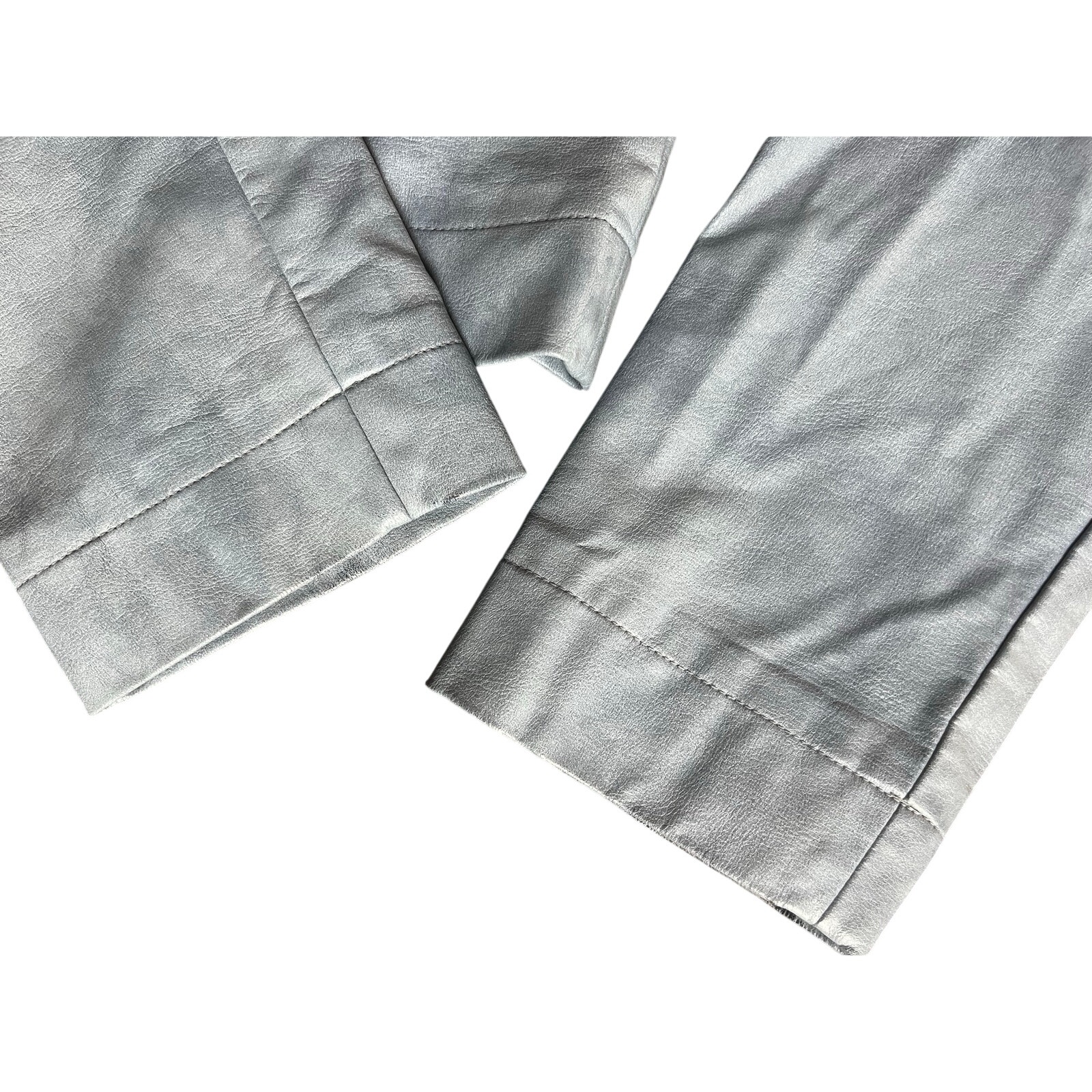 Edikted Ownley Light Blue Washed Faux Leather Bomber Jacket Size S — image 6 of 6